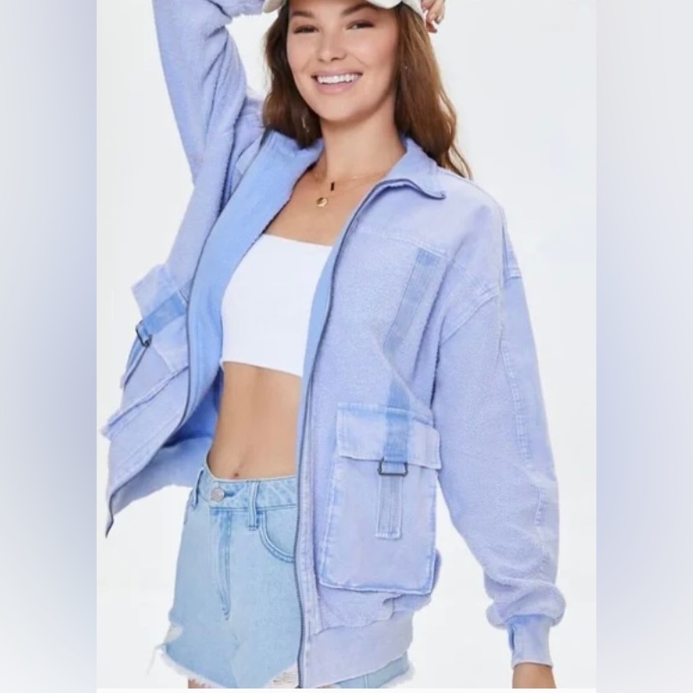 French terry and corduroy bonnet jacket